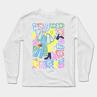 Hello Funny Doodle Long Sleeve T-Shirt